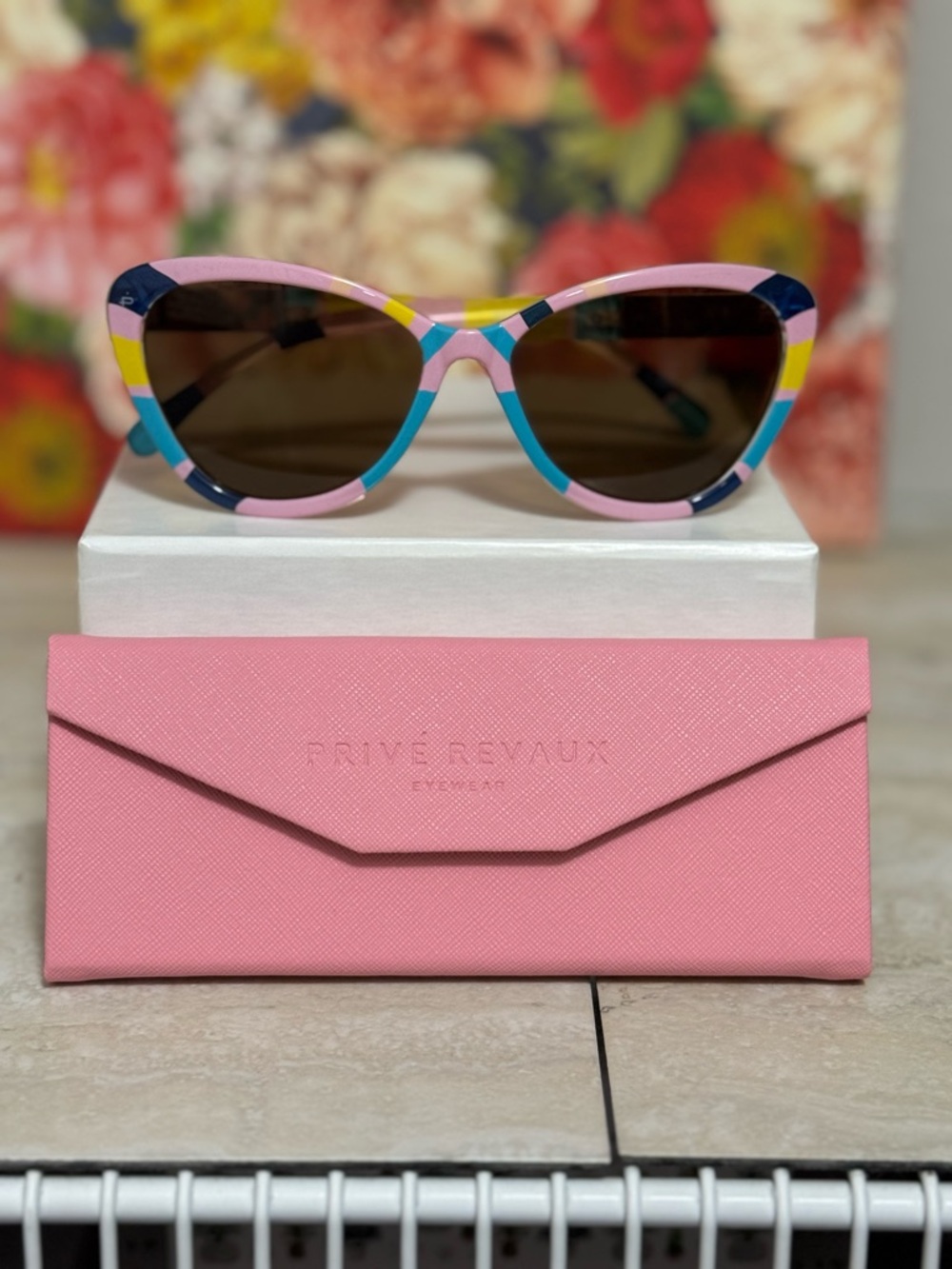 Privé Revaux "The Timeless" Polarized Sunglasses - Striped Frames with Pink Case